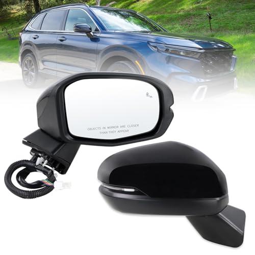 Lqito Right Passenger Side Mirror Compatible With 2023-2027 Honda CRV CR-V With Power Glass Manual Folding Heated Turn Signal Blind Spot Black Replace#76208-3A0-A91(8Pins)