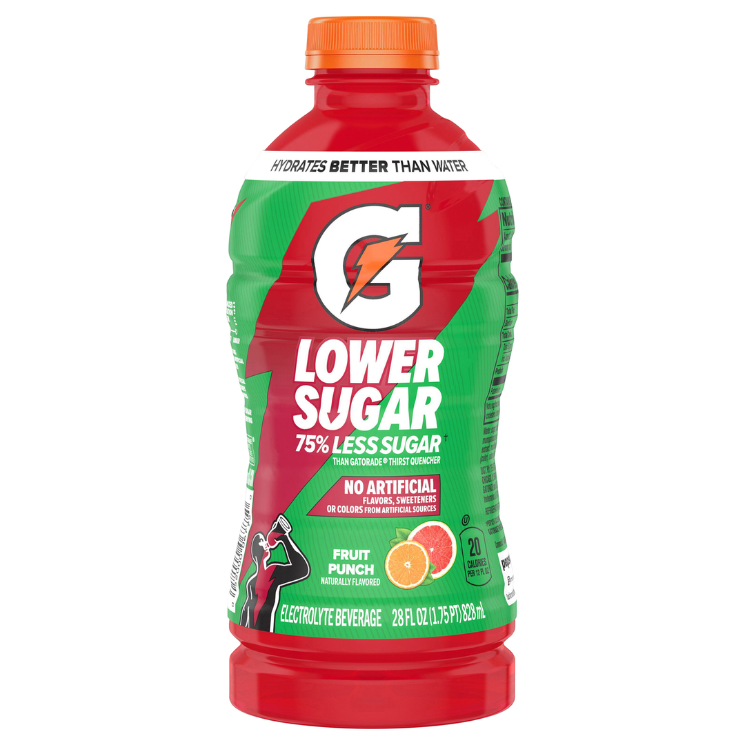 Gatorade, Lower Sugar Thirst Quencher Sport Drink Fruit Punch, 12 Fl Oz, 2 Count (EXP 11/11/26)