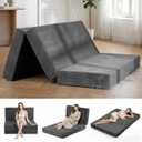 Erament Folding Mattress Queen Size, Trifold Mattress 6 inch Foldable Futon Sofa Bed with Corduroy Cover, Memory Foam Mattress Topper with Carry Handle