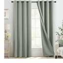 NICETOWN 100% Blackout Window Curtain Panels, Full Light Blocking Drapes for Nursery, 78-inch Drop Thermal Insulated Draperies (Greyish Green, 1 Pieces, 55-inch Wide Per Panel)