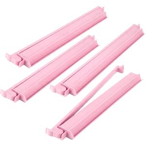 4 Pcs 18.7 Inch Light Pink Acrylic Mahjong Tile Racks with Pushers for Game Night American Mahjong Racks Tile Set for Mah Jong Lovers and Beginners