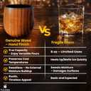 Genuine Charred Wooden Bourbon Glass | Old Fashioned Wood Drinking Cup for Whiskey, Bourbon, Scotch, Brown Liquor | Bourbon Whiskey Gifts for Men, Husband, Dad, Brother | Premium Hand-Polished