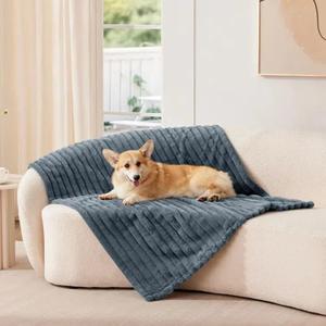 Waterproof Dog Blankets for Large Dogs - 40x50 Large Blanket Washable for Bed Protection, Soft Faux Fur Couch Throw Blanket Furniture Protector, Grey