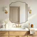 ANDY STAR 24"x30" Vanity Mirror, Gold Bathroom Mirror for Over Sink, Champagne Bronze Mirror in Rustproof Stainless Steel Frame, Elegant Curved Scallop Design, Ideal for Bathroom, Powder Room