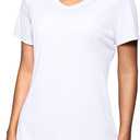 SANTINY Women's V Neck Short Sleeve Shirts Uv Protectioin Moisture Wicking Hiking Workout Athletic T Shirts for Women (White, XL)
