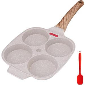 Egg Pan Egg Frying Pan, Fried Egg Pan Nonstick 4 Cups Pancake Pan Aluminium Alloy Cooker for Breakfast, Induction Compatible 8.3 in (White)