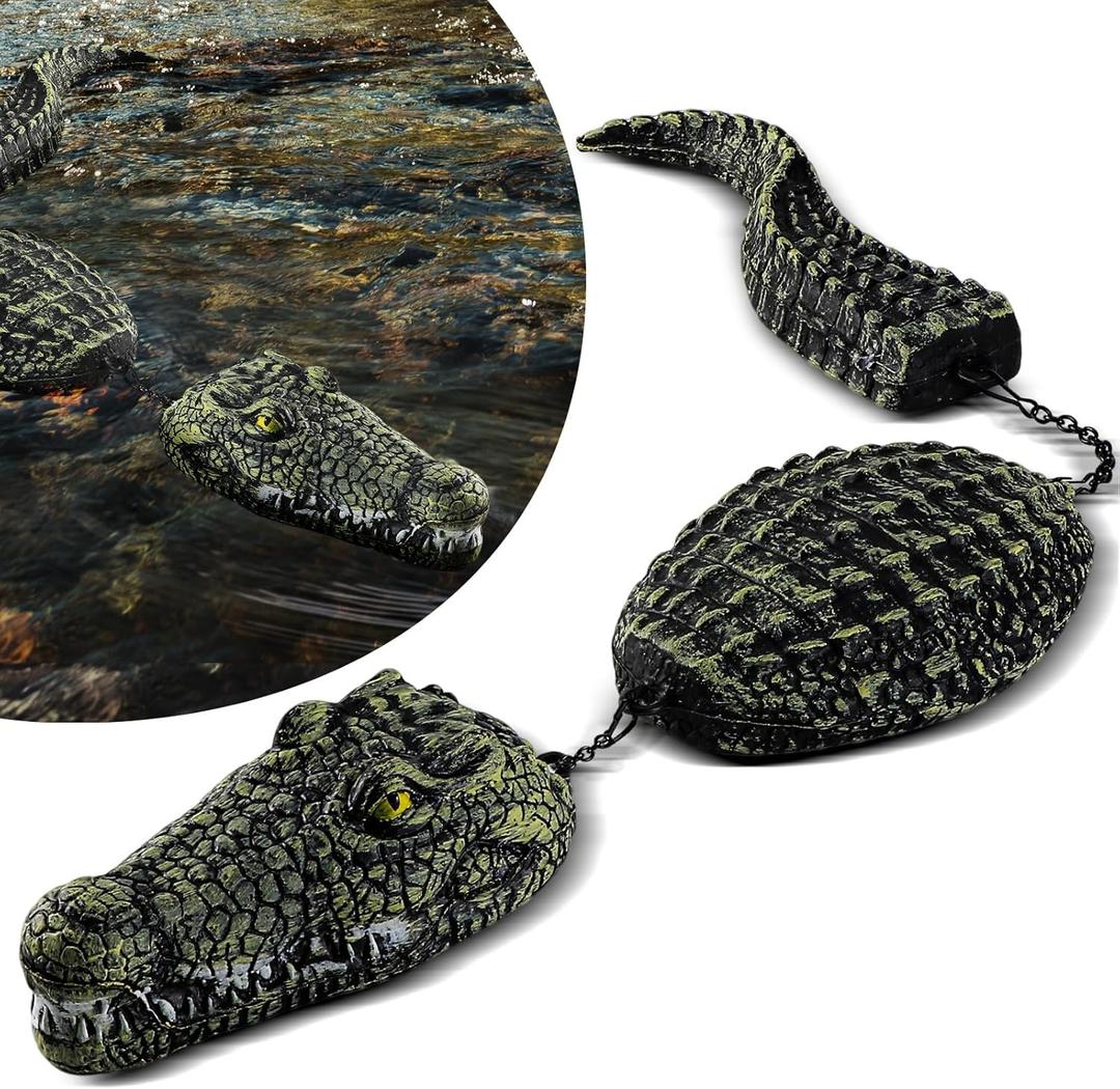 3-Segment Floating Alligator Decoy - Plastic Fake Crocodile, Realistic Alligator Floating Decoy for Pool, Outdoor Garden Decor & Prank
