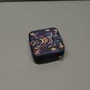 Norwegian Rosemaling Folk Style Small Travel Jewelry Case with Mirror Portable Black PU Leather Box Earrings Necklaces Rings Bracelets Storage Organizer Gift for Women And Girls