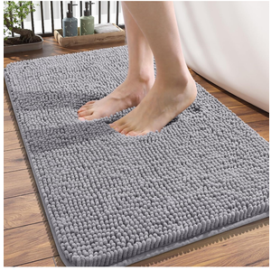 Bathroom Rugs 30x20, Extra Soft Absorbent Chenille Bath Rugs, Rubber Backing Quick Dry, Machine Washable Bath Mats for Bathroom Floor, Tub and Shower, Home Decor Accessories, Grey