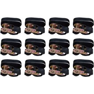 Amazon Basics 1" x 15ft Ratchet Tie Downs, 500 lbs Load Cap, 1500 lbs Break Strength, Black, 12-Pack