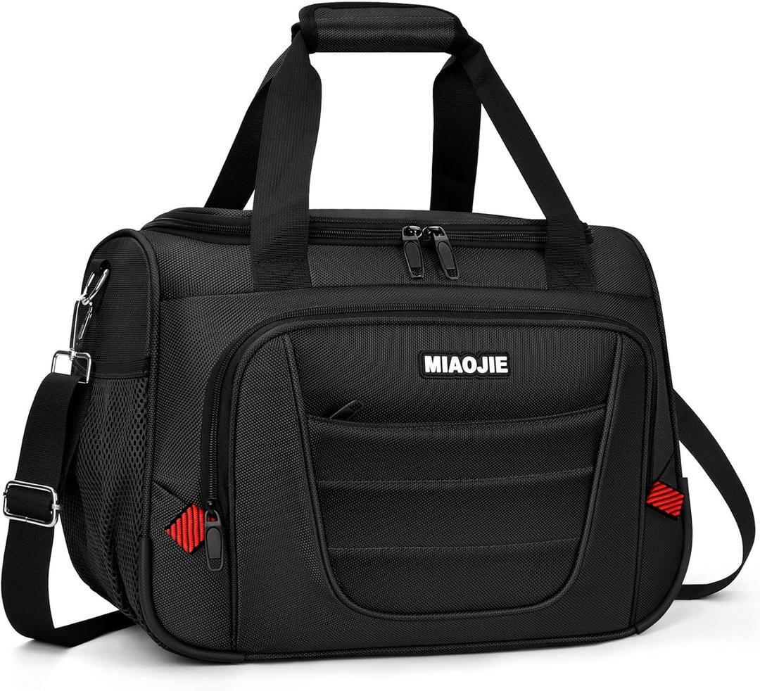 Underseat Carry On luggage Bag Airplanes Personal Item Bags Weekender Overnight Travel Tote Bag Shoulder Small Softside Carry on Luggage Travel Duffel Bags For Men Women -16 IN Black