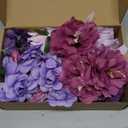 56 PCS Fake Flowers Heads Artificial Purple Silk Flower Heads Bulk Faux Mini Flowers for Cake Blossom Wreath Wedding Bridal Party DIY Home Decoration
