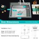 22" Kitchen Sink Drop in, 22" x 18" Single Bowl Sink Topmount 18 Gauge Stainless Steel Kitchen Sink (Brushed), D22" x W18" x H9"
