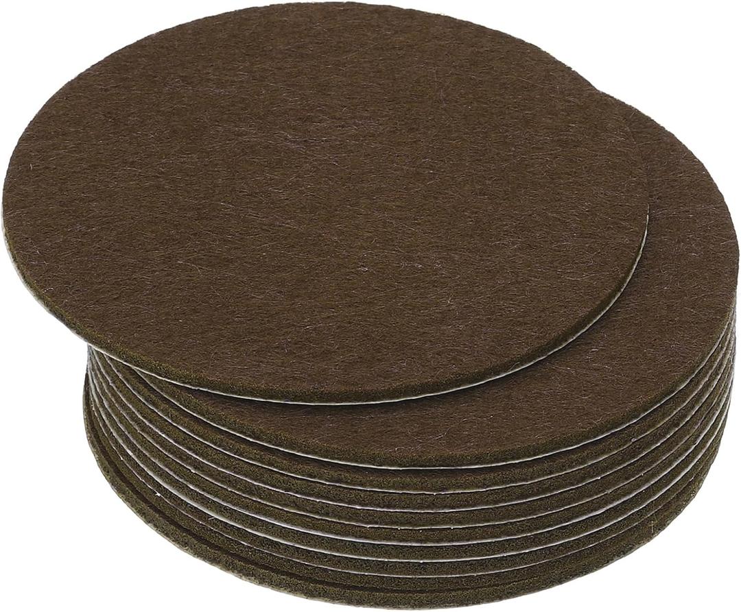 PATIKIL 3.5 Inch Diameter Lamp Base Felt, 10Pack 2mm Thickness Round Soft Adhesive Non-Slip Anti-Scratch Backed Felt for Lamp Furniture DIY Craft, Coffee