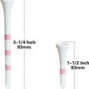 2 x Three Striped Marking Wood Golf Tees 80 Count 3-1/4 inch with 20 Count 1-1/2 inch Tees Mixed Pack Available in Black Red Blue Pink