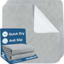 Bed Pads Washable Waterproof(2 Pack, 34 x 36), Washable and Reusable Anti Slip Chuck Pads Incontinence Underpad Sheet Protector for Adults, Elderly, Kids, Toddler and Pets, Grey (Gray)