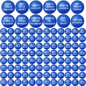96 Pieces Motivational Stress Balls 2 Inch Inspirational Stress Relief Ball Bulk Hand Exercise Balls Encouraging Blue Foam Balls Anxiety Small Balls with Quotes for Kids Adults Teens, 12 Styles