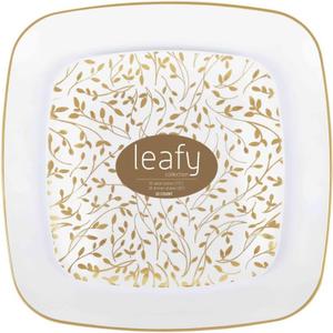 Leaf Square Organic Gold/White Combo Plates, 7.25" & 10", Case of 128 (4 packs x 32)