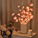 Fantasee Pink Orchid Twig Lights, 30 Inch 20 LED Artificial Phalaenopsis Branch Lights Battery Powered Decor Lights for Home Shop Vase Room Wedding Christmas Party (2 Packs, Pink