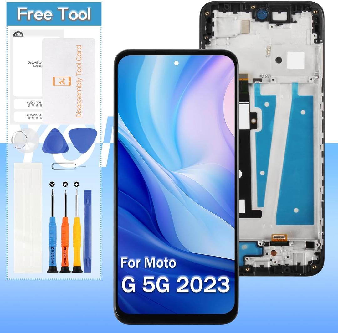 LCD Display for Motorola Moto G 5G 2023 XT2313 XT2313-6 XT2313-3 XT2313-4 6.5" LCD Screen Replacement Touch Digitizer Assembly with Tools (Black with Frame)