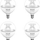 G16.5 Light Bulb LED, 60W Equivalent, Small Round Light Bulbs, E12 Candelabra Base, Dimmable, Daylight 5000K, 7W 600 Lumens, Type G Light Bulb, Clear Glass, Pack of 3