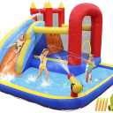 JOYLDIAS Inflatable Water Slide Bounce House,Slide Bouncer Castle Playhouse w/Splash Pool,Jump Area, Climbing Wall,Basketball Hoop,450W Air Blower for Kids Backyard Indoor Outdoor Use,Free Water Gun
