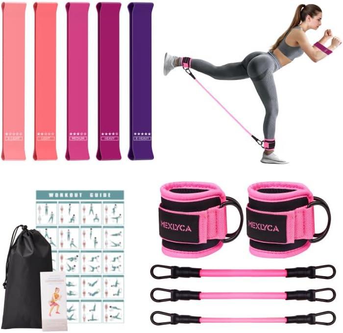 Resistance Bands Set  Resistance Band and Adjustable Ankle Exercise Bands with Cuffs Great Equipment for Training (Pink)