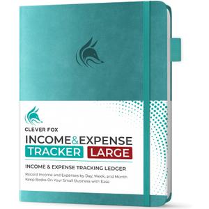 Clever Fox Income & Expense Tracker Large – Accounting & Bookkeeping Ledger Book for Small Business – 2-Year Record Notebook, A4 (Turquoise)