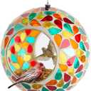 Lily's Home Hanging Outdoor Fly Through Wild Bird Feeder, an Excellent Addition to Any Garden, Mosaic. 5.5 Inches Diameter - Multi Color Droplets