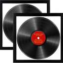 MKF, 2 Pack,12.5x12.5 Inch,LP Vinyl Record Album Frame Display 12" LP Vinyl Record Itself With Mat, Or Display Vinyl LP Album Covers Without Mat, Spring Clips (Black Frame White Mat, 2)