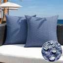 Kevin Textile Outdoor Waterproof Throw Pillow Covers Pack of 2 Farmhouse Decorative Cushion Covers for Garden Patio Tent Balcony Bench Couch Sofa 24x24 Inch, Teal