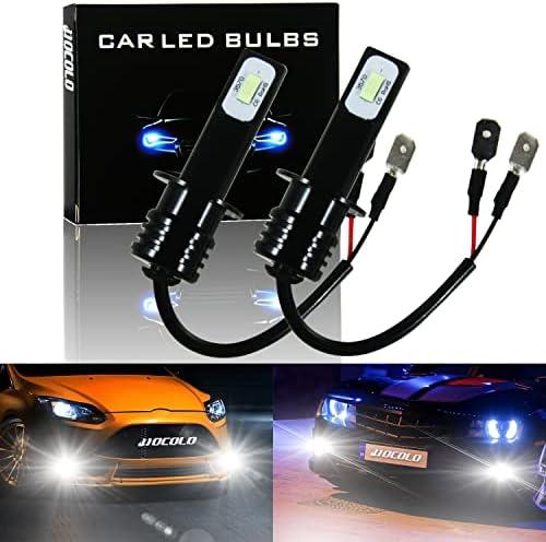 HOCOLO B Ice Blue White Fog Light DRL 8000K 6000K LED Bulbs-H7 H8 H3 H4 H1 9005 9006 880 881 2504 (B-H1-Fog, White 6000K)