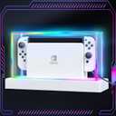 Switch Dust Cover with 16 LED Colors Light Base Compatible with Nintendo Switch/OLED, Acrylic Display Case Anti-Scratch Waterproof Dock Cover, Accessories for Nintendo Switch/OLED
