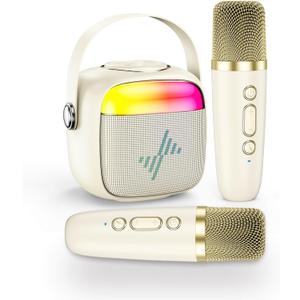 LENRUE Karaoke Machine for Kids, Birthday Gifts for Girls Boys with Wireless Microphone, Led Lights, Portable Bluetooth Speaker for Home, Family, Party (2MIC)