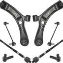 TRQ Front Steering & Suspension Kit Control Arm with Ball Joint Sway Bar Stabilizer Link Tie Rod Compatible with 2007-2013 Suzuki SX4