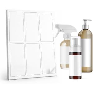 Bottle Labels Waterproof 5x2.5 Inch, 60 Blank Printable Vinyl Stickers for 4 oz Spray Bottles, Lotion, Cosmetics - Self-Adhesive Wraparound White Label Sheets for Inkjet, Small Business, DIY