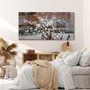 Wall Art for Living Room Large Modern Wall Decor Canvas Paintings for Wall Decorations White Flower Graffiti on Brown Background Bedroom Office Artwork Plum Blossom Art Prints Framed 24x48 inches