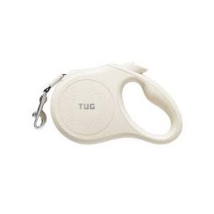 TUG Monochrome XL 360° Tangle-Free Retractable Dog Leash | 26 ft Strong Nylon Tape | One-Handed Brake, Pause, Lock (Large, White)