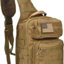 GEAR Tactical Sling Bag Pack Military Rover Shoulder Sling Backpack Molle Assault Range Bag Everyday Carry Diaper Bag Day Pack Tan Small