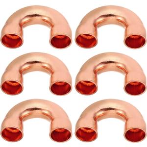 PATIKIL 1/2 Inch ID Copper Pipe Fittings, 6 Pcs 180 Degree Return Bend Copper Pipe Sweat Welding Solder Connection for HVAC Air Conditioning Hydraulic