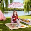Disney Minnie Mouse Kids Beach Chair with Umbrella,Foldable Portable Toddler Chair with Armrests, Locking Mechanism & Sun Shade, 12 inches x 14.75 inches x 19 inches