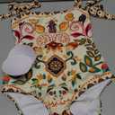 Floerns Women's Tropical Print Tie Shoulder One Piece Swimsuit Tummy Control Swimwear (Medium, Apricot)