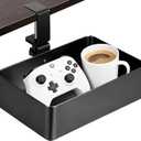 MYITYARD Under Desk Organizer, 360 Rotating Desk Cup Holder Clamp, Clamp on Drawer Under Desk Storage Organizer with Game Console, Phone, Cable Management for Office and Home (Rectangular)