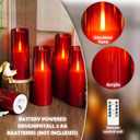 Kakoya Flameless LED Candles Upgraded Realistic Flickering Flame,7Pcs Battery Operated Candles with Remote Timers,LED Pillar Candles for Home Decor,Christmas,and Parties(Red)