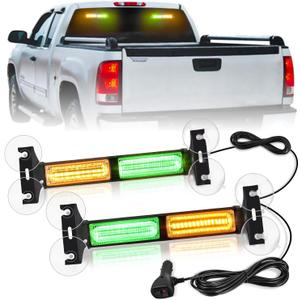 Nilight 40LED Amber Green Emergency Strobe Traffic Advisor Light Bar with Suction Cups Dash Safety Warning Hazard Flashing Lights Interior Front/Rear Windshield for Trucks Construction Vehicles
