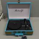 Record Player 3 Speed Bluetooth Portable Suitcase Vinyl Player with Built-in Speakers Turntable Enhanced Audio Sound PU Leather Vintage