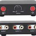 2-Way RCA Stereo Audio Switch Input Signal Source Switcher Selector Splitter Box2 in 1 Out / 1 in 2 Out-RC21