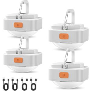 Rechargeable Camping Lights FLY2SKY 4Pcs White Tent Lights Mini Flashlight Portable LED Camping Lantern Survival Gear Camping Accessories for Hiking Backpacking Fishing Hurricane Emergency Outage