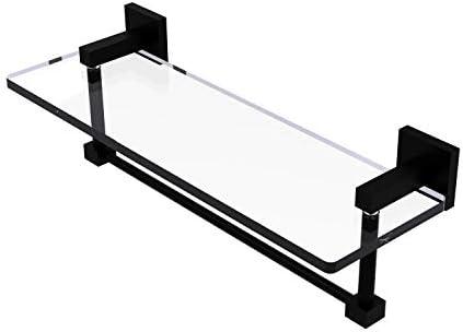 Allied Brass MT-1-16TB Montero Collection 16 Inch Vanity Integrated Towel Bar Glass Shelf, Matte Black