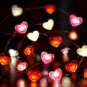Valentines Day Decor 10FT 30 LED Valentines Decorations Red Pink White Heart String Lights Battery Operated, 8 Light Modes Valentines Day Lights Fairy Light Romantic Valentine's Decor Home Table Party, Red Pink White